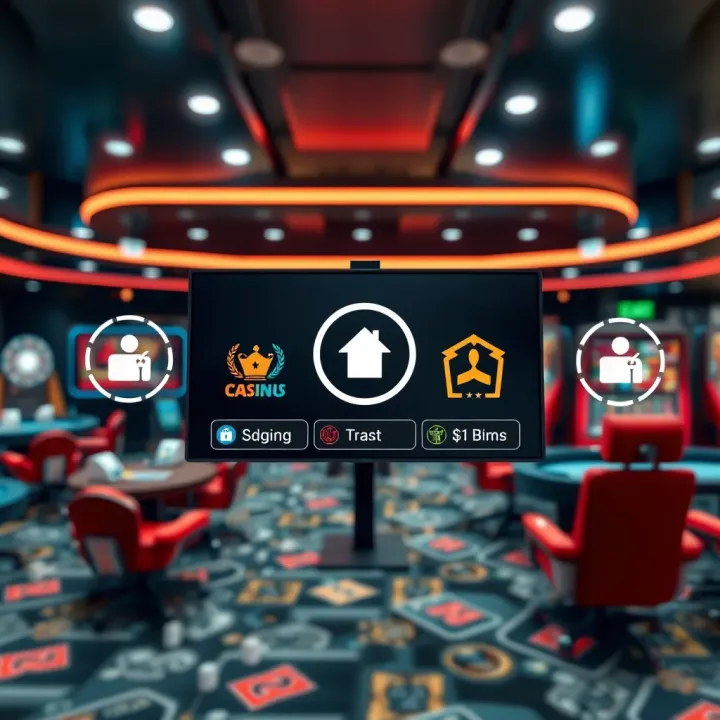 Secure Online Casino Environment with Trust Indicators and Bonus Rewards Graphic depicting secure online casino environment with symbols of trust and bonus rewards