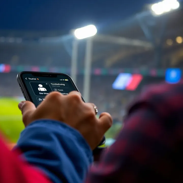 User interacting with mobile device highlighting troubleshooting icons and support options