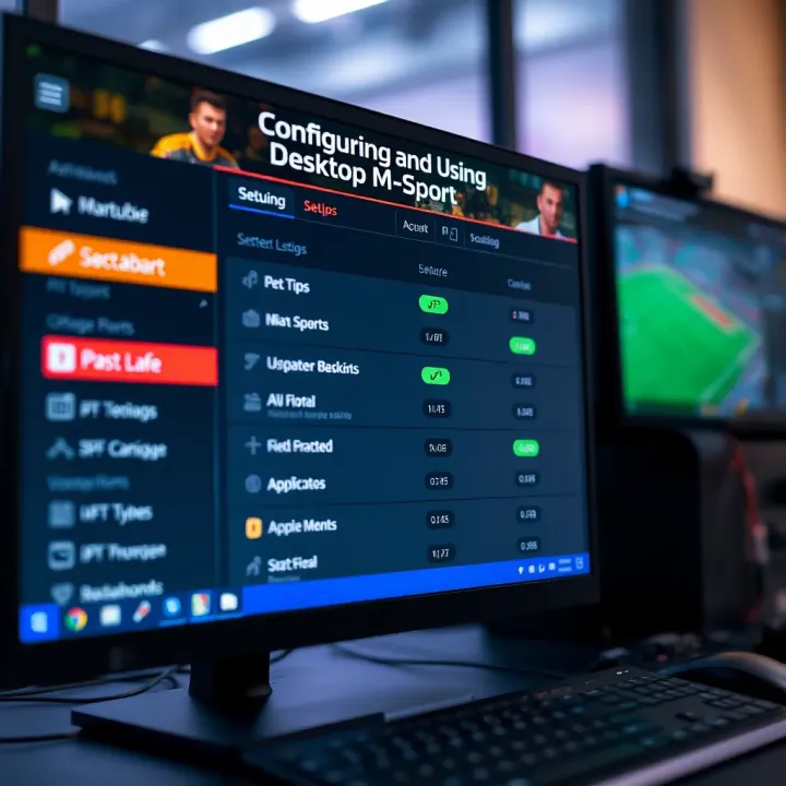 Computer screen displaying setup options and usage tips for desktop Msport