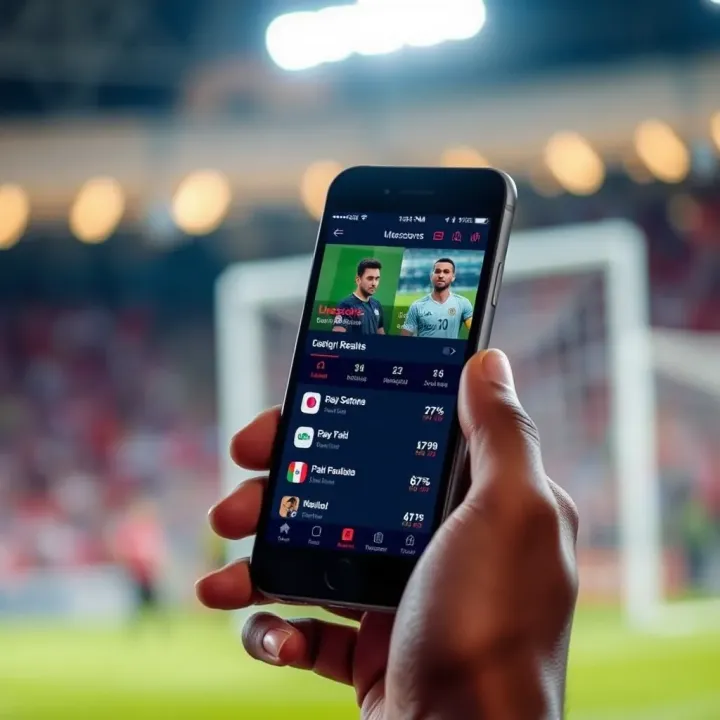 Real-Time Sports Updates for Nigerian Football Fans Mobile phone displaying real-time sports updates and results for Nigerian football fans