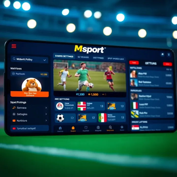 User interface displaying sports betting options on the Msport app with a clear layout