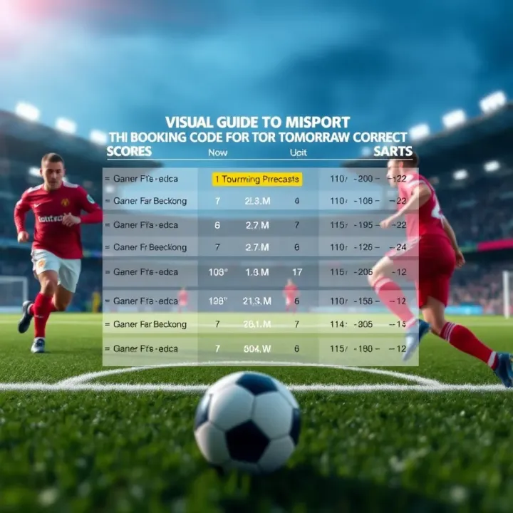 Illustration of a football pitch with highlighted score predictions for upcoming matches