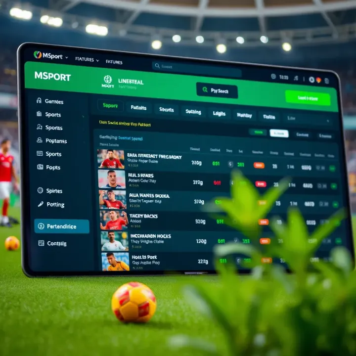 MSport Online Betting Platform Features User interface of MSport online betting platform showing various sports and live odds