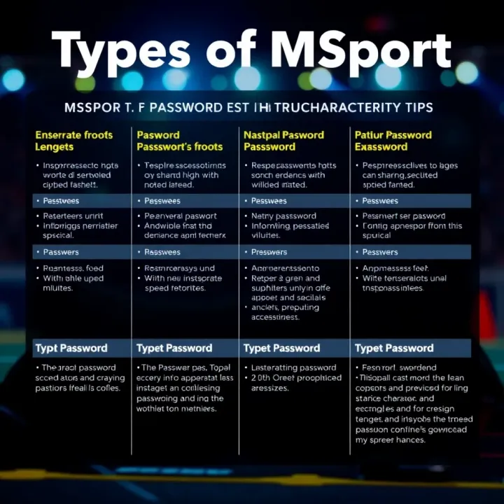 Types of MSport Passwords and Their Characteristics Diagram showing different types of MSport password examples with varied characters and lengths