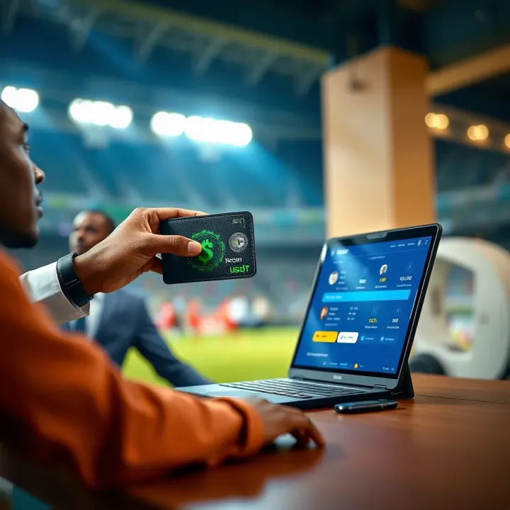Illustration showing digital wallet and secure transfer of USDT tokens in a Nigerian setting