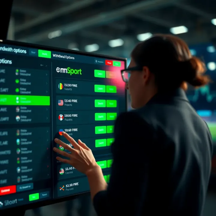 User navigating withdrawal options on mSport platform interface
