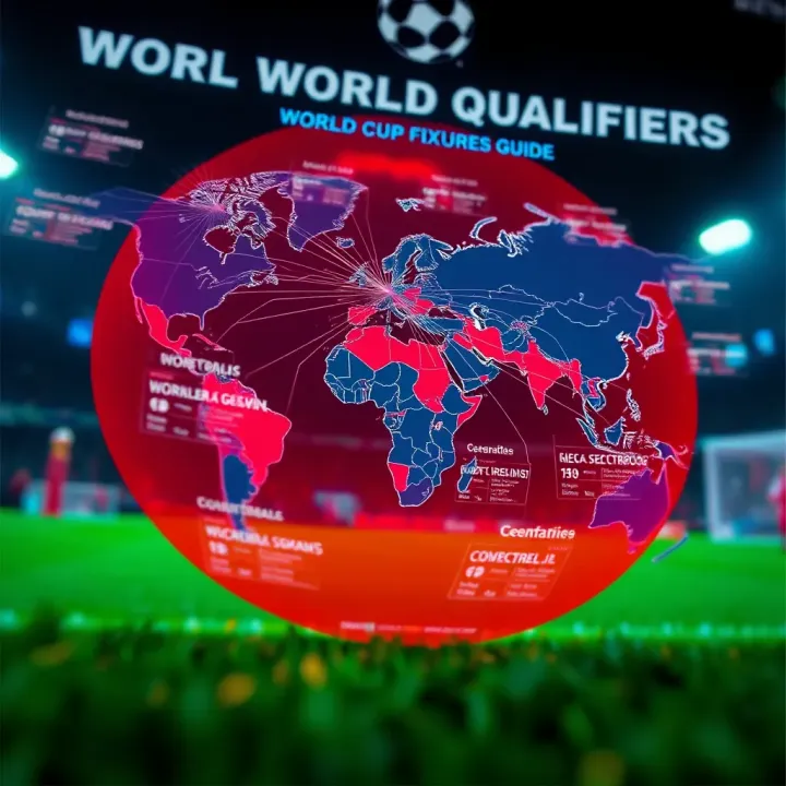 Global Overview of World Cup Qualifier Matches World map highlighting countries participating in World Cup qualifiers with connecting lines showing match schedules